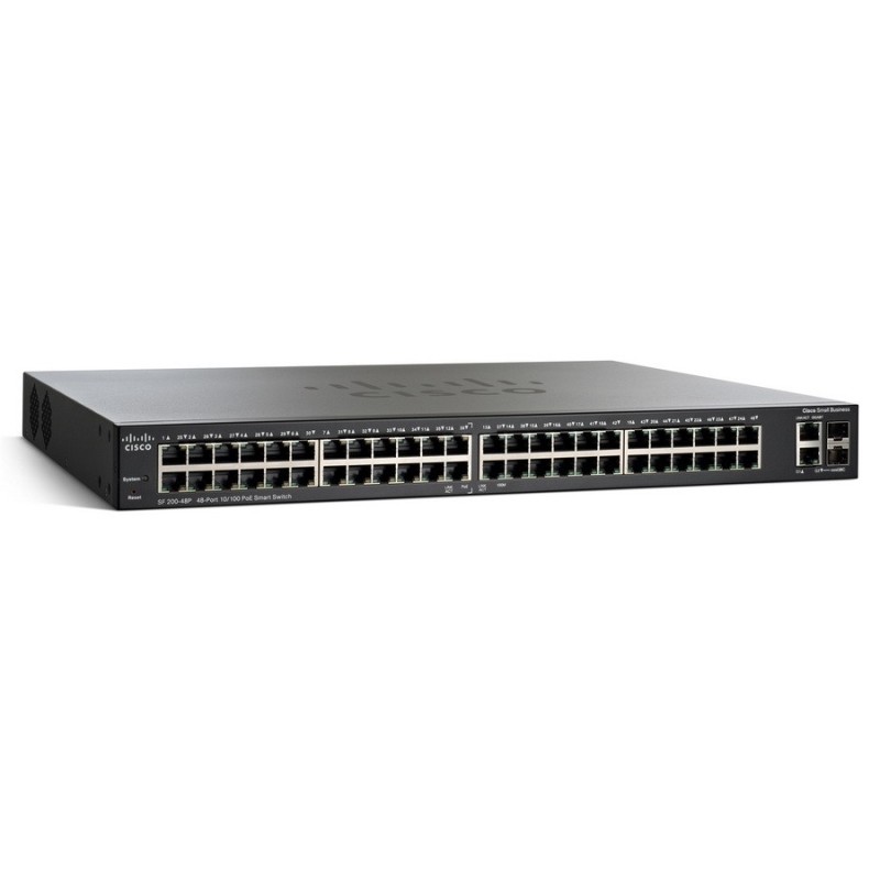 Cisco Cisco SF200-48P L2-Managed Switch 48 Port ความเร็ว 10/100Mbps รองรับ VLAN พร้อม POE 802.3af 24Port