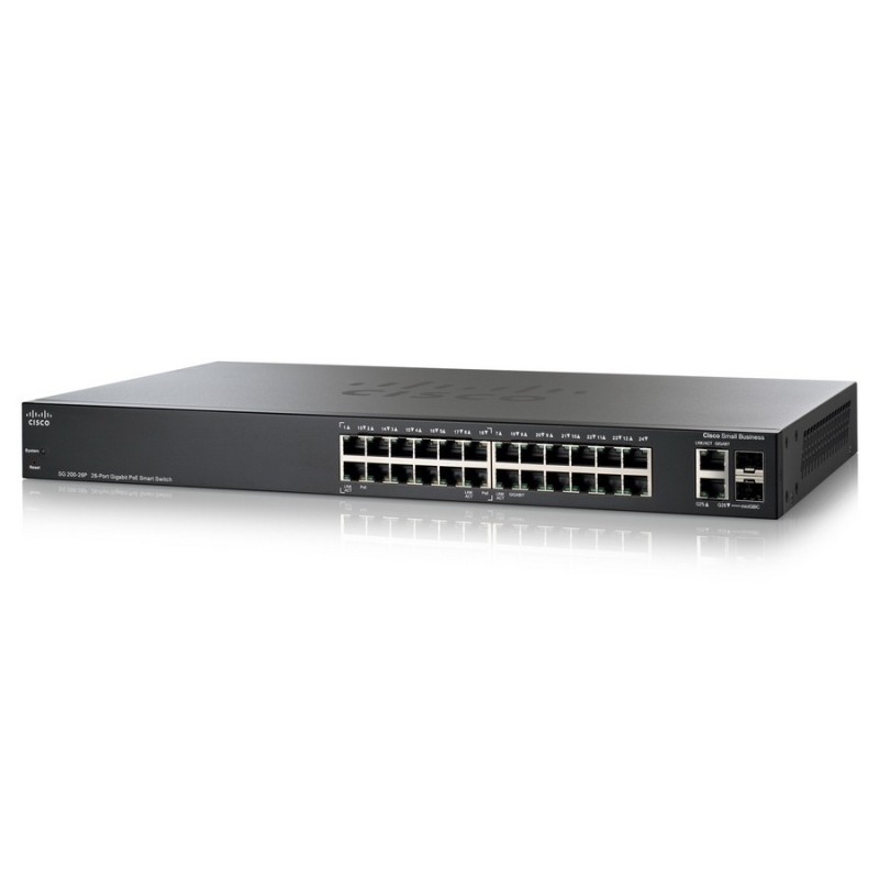 Cisco Cisco SG200-26P L2-Managed Switch 24 Port ความเร็ว Gigabit รองรับ VLAN พร้อม POE 802.3af 12Port