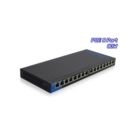 Linksys LGS116P POE Gigabit Switch 16 Port ความเร็ว 10/100/1000 Mbps พร้อม Poe 8 Port เคสเหล็ก