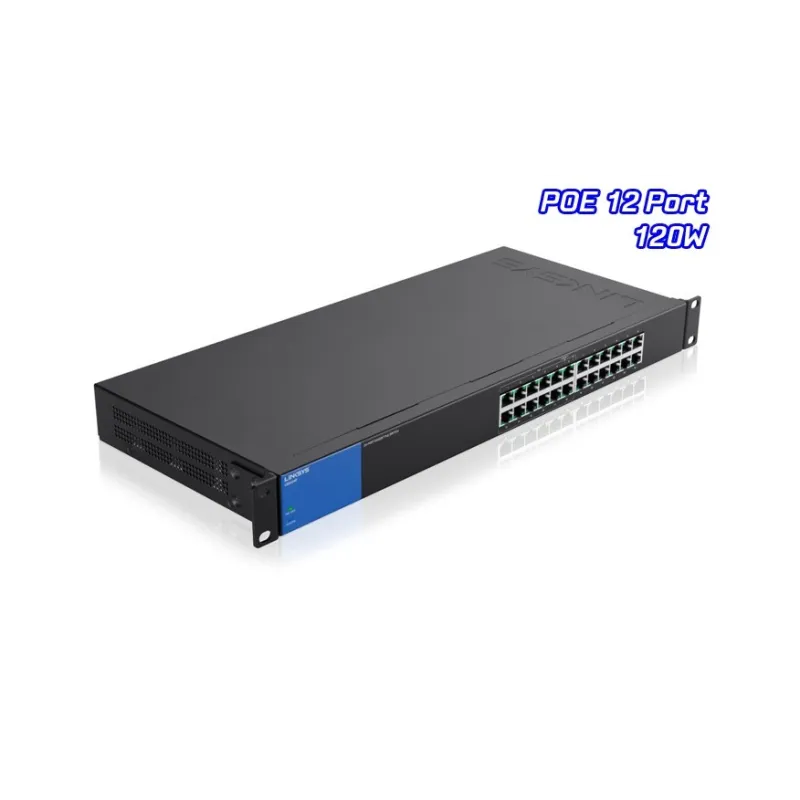 Linksys LGS124P POE Gigabit Switch 24 Port ความเร็ว 10/100/1000 Mbps พร้อม Poe 12 Port เคสเหล็ก