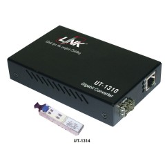 Link Link UT-1314 Gigabit SX Media Converter แปลงจาก RJ-45 เป็นสาย Fiber Optic แบบ Multi-Mode หัวต่อแบบ LC ระยะทาง 550 เมตร