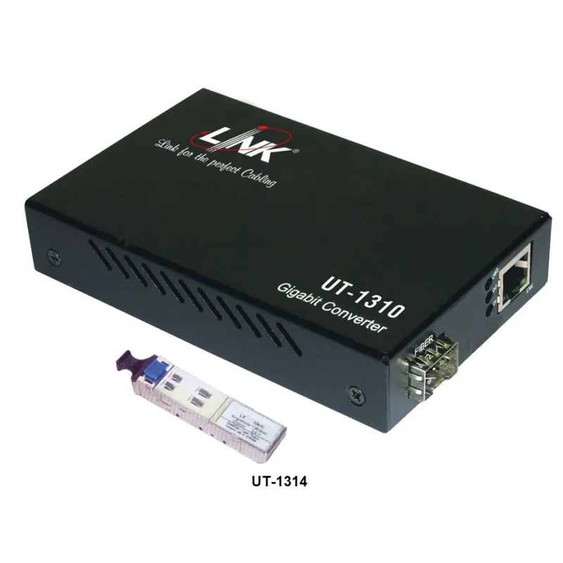 Link UT-1314 Gigabit SX Media Converter แปลงจาก RJ-45 เป็นสาย Fiber Optic แบบ Multi-Mode หัวต่อแบบ LC ระยะทาง 550 เมตร