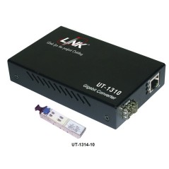 Link UT-1314-10 Gigabit LX Media Converter แปลงจาก RJ-45 เป็นสาย Fiber Optic แบบ Single-Mode หัวต่อแบบ LC ระยะทาง 10 กิโลเมตร