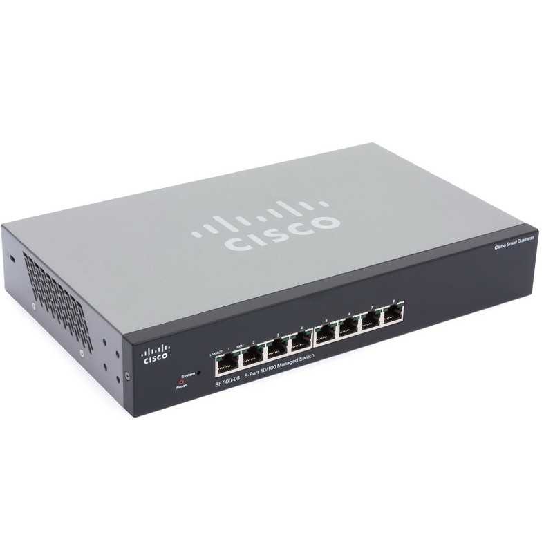 Cisco SF300-08 (SRW208) L3-Managed Switch 8 Port 10/100Mbps รองรับ Static Routing, VLANs ควบคุมผ่าน Web