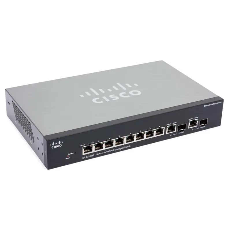 Cisco SF302-08MP (SRW208MP) L3-Managed Switch 8 Port 10/100Mbps, 2 Port Gigabit รองรับ Static Routing, VLANs พร้อม POE 4 Port