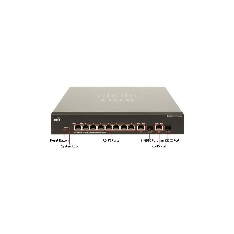 Cisco SG300-10 (SRW2008) L3-Managed Switch 8 Port Gigabit, 2-Port S