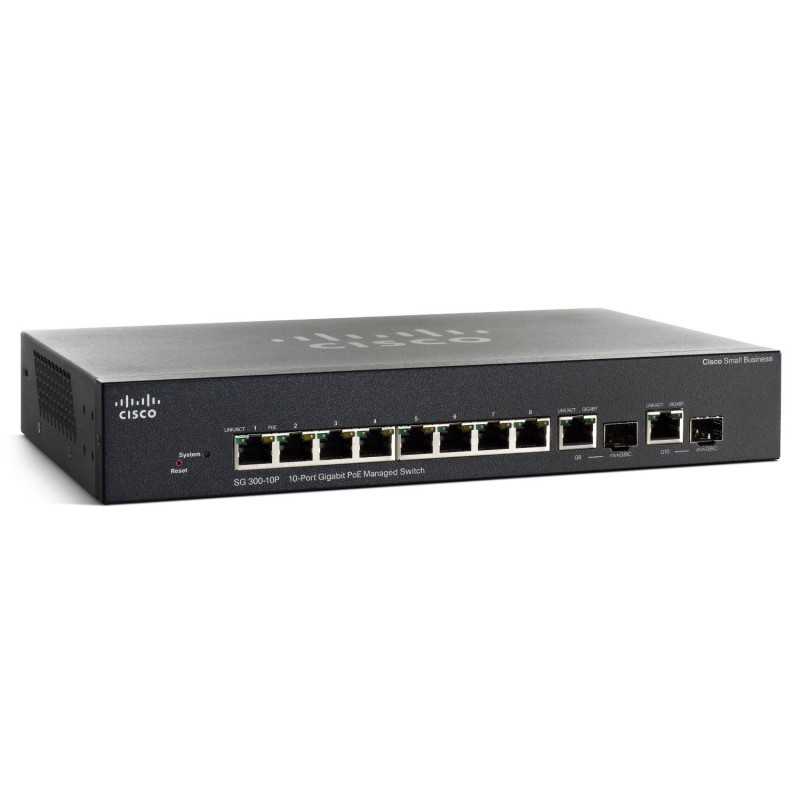 Cisco Cisco SG300-10MP (SRW2008MP) L3-Managed Switch 8 Port Gigabit 2-Port SFP/mini-Gbic รองรับ Static Routing พร้อม POE