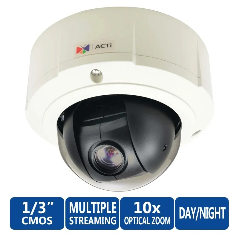 ACTi Mini PTZ B94 1.3Mp Outdoor Day/Night Basic WDR Dome PoE Camera with 10x Zoom Lens 