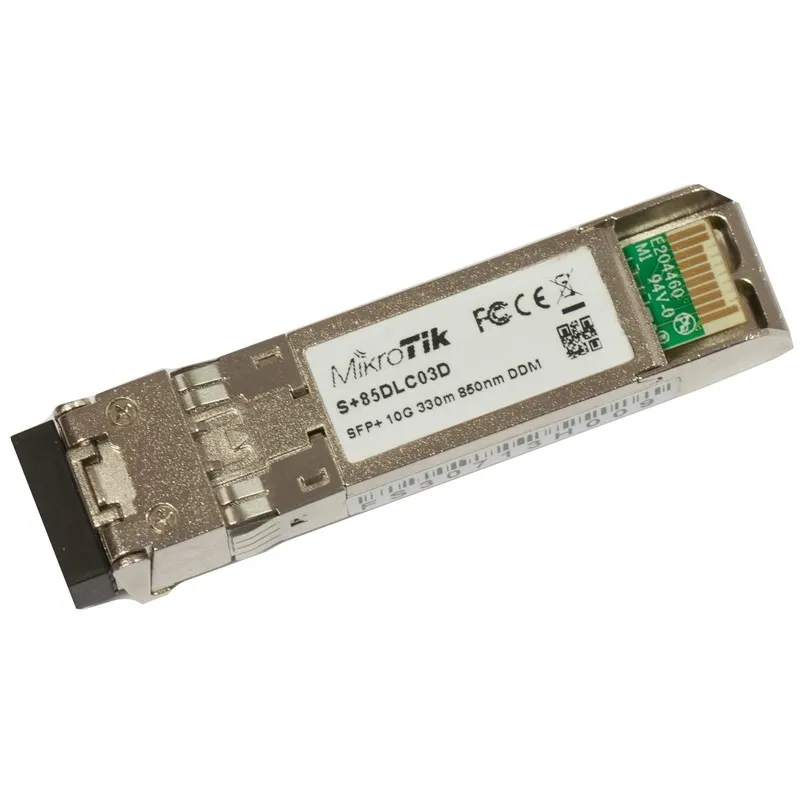 Mikrotik S+85DLC03D SFP+ transceiver เชื่อมต่อกับ Fiber Optic แบบ Multimode หัวต่อแบบ LC ระยะทาง 300 เมตร