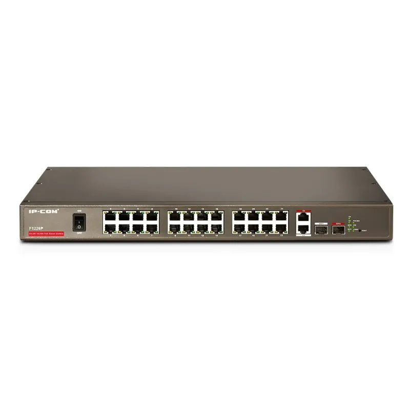 IP-COM F1226P L2-Managed POE Switch 24 Port ความเร็ว 10/100Mbps, 2 Port Gigabit จ่ายไฟ POE 802.3at/af 24 Port รวม 370W