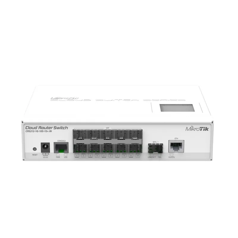 Mikrotik Cloud Router Switch CRS212-1G-10S-1S+IN ROS Lv5, Smart Switch-L3 10 SFP, 1SFP+, 1 Port Gigabit