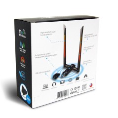 ALFA AWUS036AC Wireless USB Adapter แบบ Dual-Band 2.4/5 GHz มาตรฐาน AC ความเร็วสูงสุด 867Mbps เสา 2 ต้น 