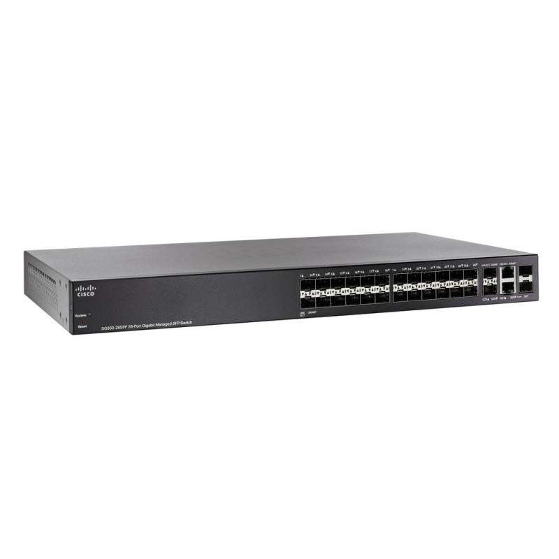 Cisco SG300-28SFP L3-Managed Switch 26 Port SFP ความเร็ว Gigabit + 2 Port Combo รองรับ Static Routing, VLAN