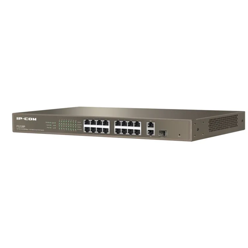 IP-COM F1218P L2-Managed POE Switch 16 Port ความเร็ว 10/100Mbps, 2 Port Gigabit จ่ายไฟ POE 802.3at/af 16 Port รวม 180W