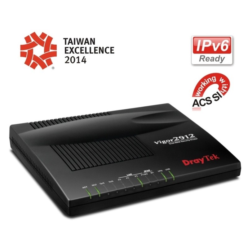 DrayTek Vigor2912 Dual WAN Load-balance VPN Router รวม Internet 2 คู่สาย VPN 16 Tunnels, 3G USB