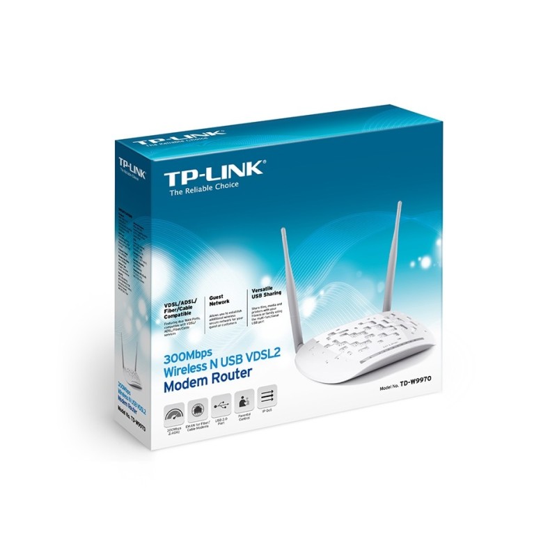 TP-Link TD-W9970 VDSL2/ ADSL Modem Router ความถี่ 2.4Ghz ความเร็ว 300Mbps 4 Port Lan