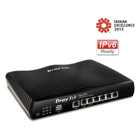 DrayTek Vigor2925n Dual WAN Load-balance VPN Router, Wireless N 2.4Ghz VPN 50 Tunnels, 3G USBx2