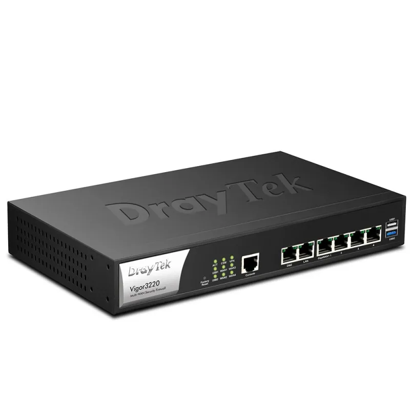 DrayTek Vigor3220 4 WAN Load-balance VPN Router รวม Internet 4 คู่สาย VPN 100 Tunnels, 3G USB