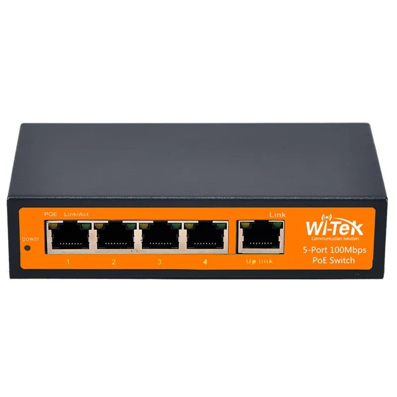 Wi-Tek WI-PS105-24V Passive POE Switch 5 Port 10/100Mbps จ่ายไฟ 4 Port 24VDC 24W กำลังไฟสูงสุด 72W