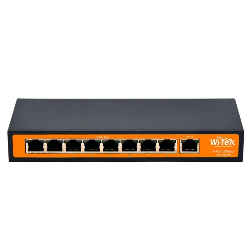 Wi-Tek WI-PS109-24V Passive POE Switch 9 Port 10/100Mbps จ่ายไฟ 8 Port 24VDC 24W กำลังไฟสูงสุด 120W