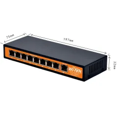 Wi-Tek WI-PS109 POE Switch 9 Port 10/100Mbps จ่ายไฟ 8 Port มาตรฐาน 802.3af/at กำลังไฟสูงสุด 120W