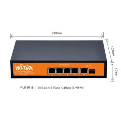 Wi-Tek WI-PS105F POE Switch 5 Port 10/100Mbps, 4 Port POE 802.3af, 1 Combo SFP Port Max 75W