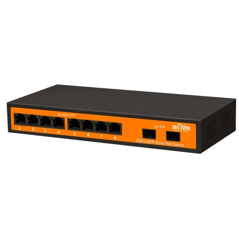 Wi-Tek WI-PS310GF POE Switch 8 Port Gigabit จ่ายไฟมาตรฐาน 802.3af/at พร้อม 2 SFP Port กำลังไฟสูงสุด 120W