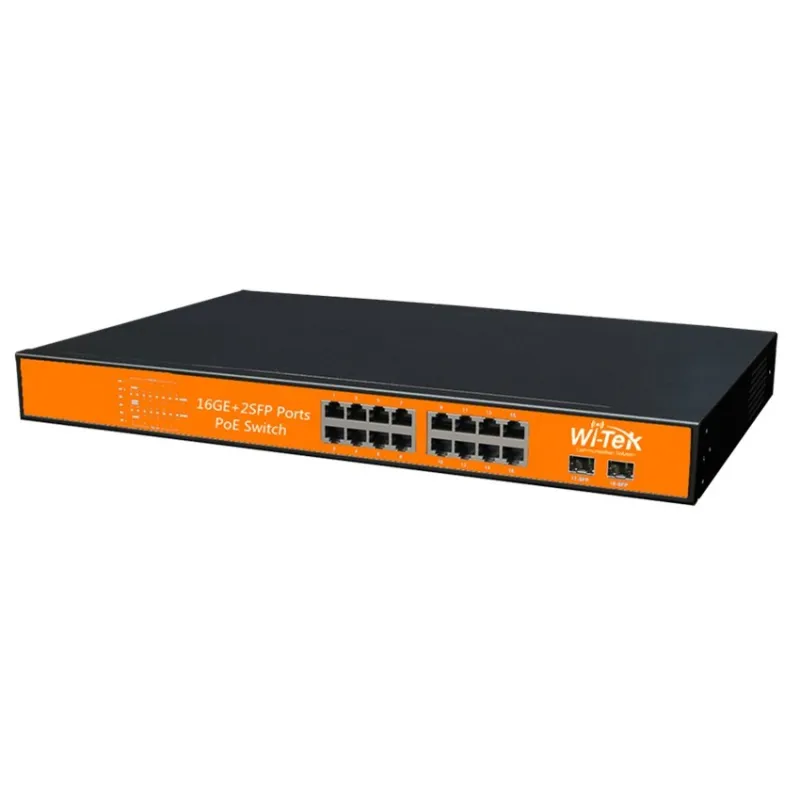 Wi-Tek WI-PS318GF POE Switch 16 Port Gigabit จ่ายไฟมาตรฐาน 802.3af/at พร้อม 2 SFP Port กำลังไฟสูงสุด 350W