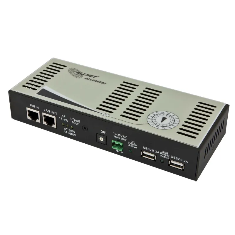 ALLNET ALL048700 LT Power over Ethernet Splitter สามารถปรับไฟได้ 10-25VDC, 2 Port USB 5V 2A