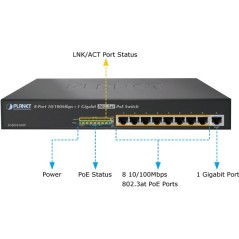Planet FGSD-910HP Fast Ethernet POE Switch 8 port 100Mbps จ่ายไฟ POE 802.3at 8Port รวม 120W