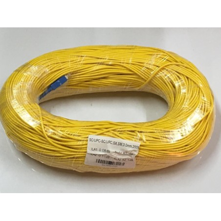 Fiber-Optic Cable หัว SC/UPC-SC/UPC สำเร็จจากโรงงาน แบบ Indoor, Simplex, Single Mode 3.0MM. 200 เมตร