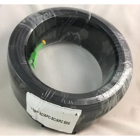 Fiber-Optic Cable FTTH Drop wire 2 Core หัว SC/APC สำเร็จจากโรงงาน แบบ Outdoor มีสลิง, Single Mode 500 เมตร