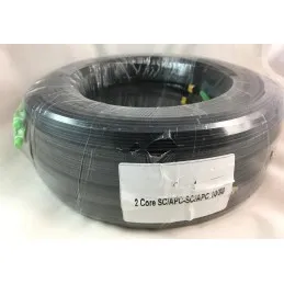 Fiber-Optic Cable FTTH Drop wire 2 Core หัว SC/APC สำเร็จจากโรงงาน แบบ Outdoor มีสลิง, Single Mode 100 เมตร