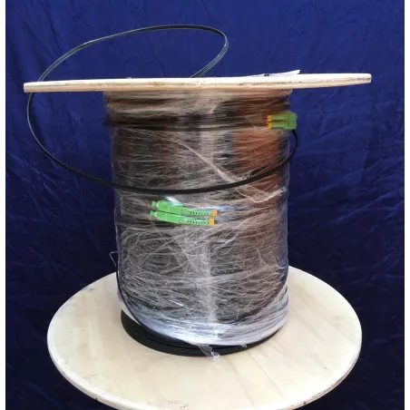 Fiber-Optic Cable FTTH Drop wire 2 Core หัว SC/APC สำเร็จจากโรงงาน แบบ Outdoor มีสลิง, Single Mode 200 เมตร
