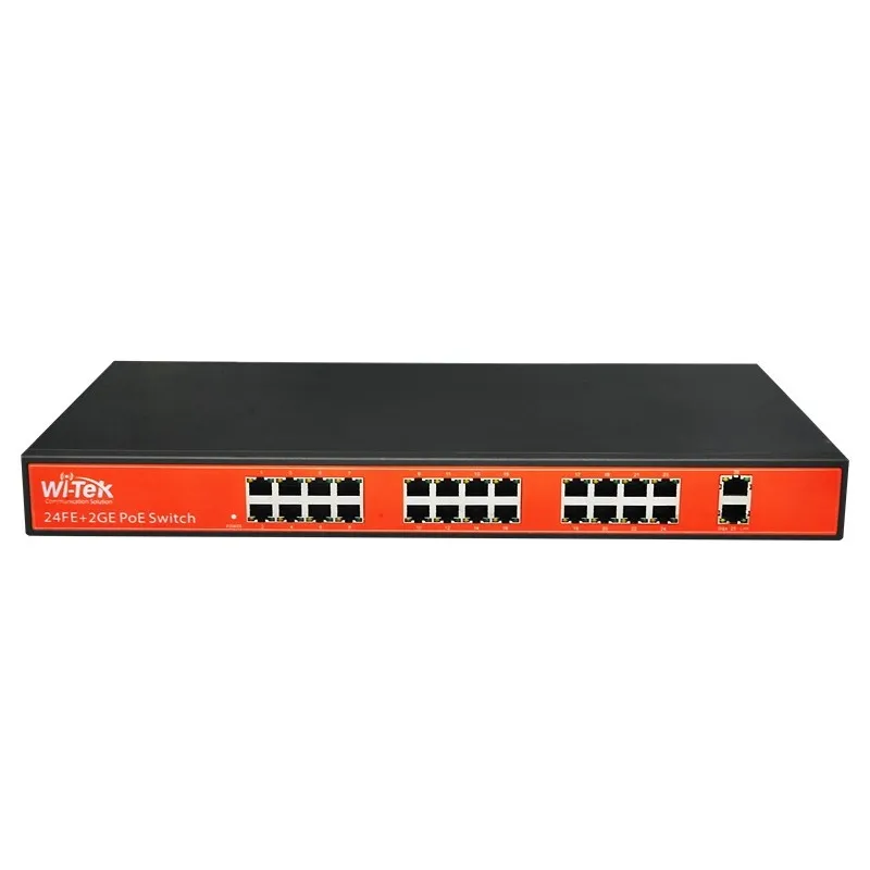 Wi-Tek WI-PS126G POE Switch 24 Port Fast, 2 Port Gigabit จ่ายไฟ 802.3at 24 Port 2 Port Uplink กำลังไฟ 300W