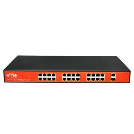 Wi-Tek WI-PS126G POE Switch 24 Port Fast, 2 Port Gigabit จ่ายไฟ 802.3at 24 Port 2 Port Uplink กำลังไฟ 300W