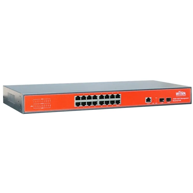 Wi-Tek WI-PMS318GF L2-Managed POE Switch 16 Port Gigabit 2 Port SFP มาตรฐาน 802.3af/at กำลังไฟสูงสุด 350W