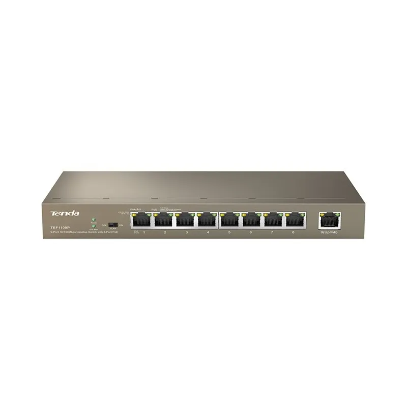 TENDA TEF1109P POE Switch 9 Port 10/100Mbps จ่ายไฟ POE 802.3af 8 Port รวม 120W ทำ VLAN ด้วย Dib SW.