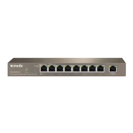 TENDA TEG1009P-EI Gigabit POE Switch 9 Port ความเร็ว Gigabit จ่ายไฟ POE มาตรฐาน 802.3at/af 8 Port รวม 121.2W