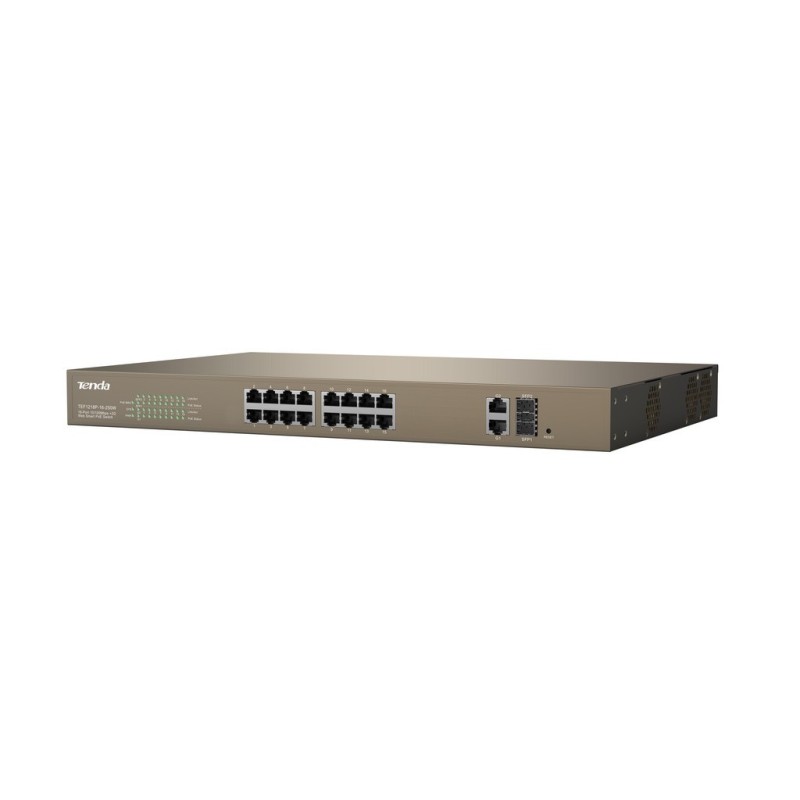 TENDA TEF1218P-16-250W L2 Manage PoE Switch 16 Port 100Mbps, 2 Port Gigabit จ่ายไฟ POE 802.3at 250W