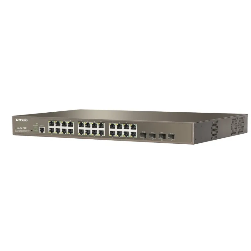 TENDA TEG3224P L2 Manage PoE Gigabit Switch 24 Port 4 Port SFP จ่ายไฟ POE 802.3at 440W