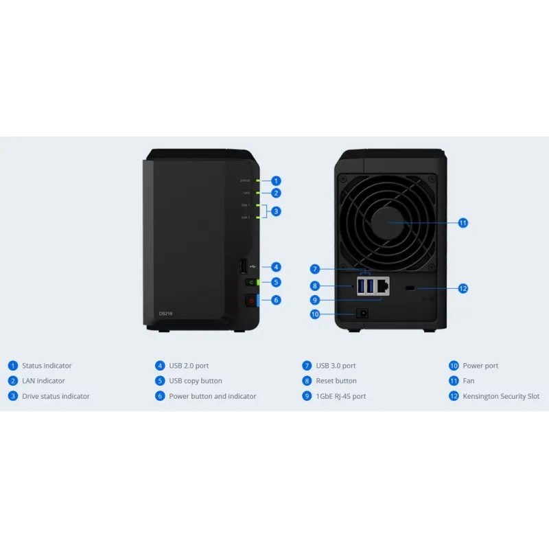 Synology DS218 NAS server 2Bay Max 32TB Ram 2GB CPU Quad Synology DS218 NAS server 2Bay Max 32TB Ram 2GB CPU Quad