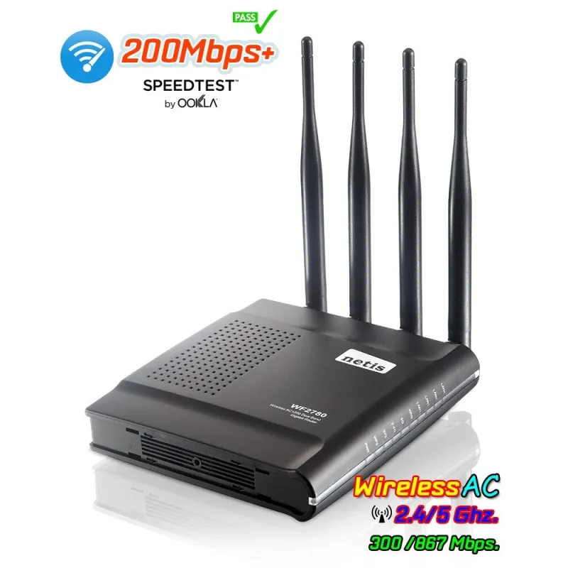 netis WF2780 AC1200 Wireless Dual Band Gigabit Router 4 เสา 5 dBi รองรับ Mode Repeater