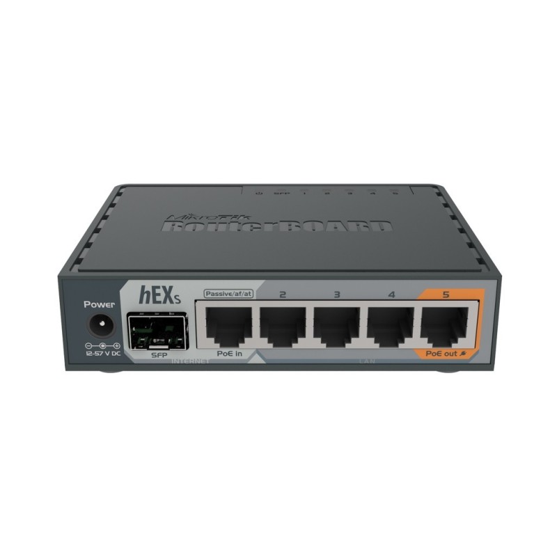 Mikrotik Router hEX S RB760iGS, ROS LV.4 CPU 880MHz Ram 256MB, 5 Port Gigabit 1 SFP, POE