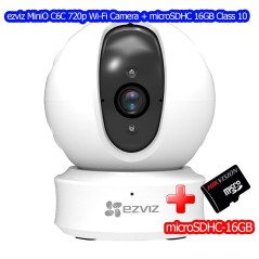 ezviz C6C Mini 360 Pan/Tilt Wi-Fi Camera Night Vision, ดู Online ผ่าน Cloud พร้อม microSDHC 16GB