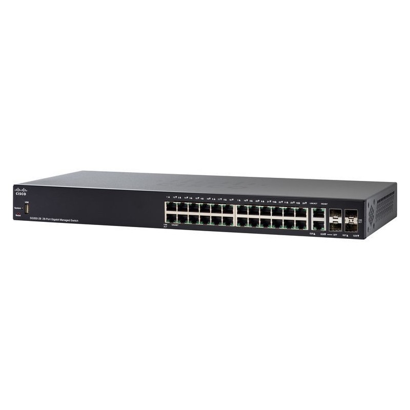 Cisco SG350-28 L3-Managed Switch 24 Port Gigabit, 2 Port Combo SFP รองรับ Static Routing, VLANs ควบคุมผ่าน Web