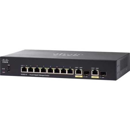 Cisco SG350-10 L3-Managed Switch 8 Port Gigabit, 2 Port Combo SFP รองรับ Static Routing, VLANs ควบคุมผ่าน Web