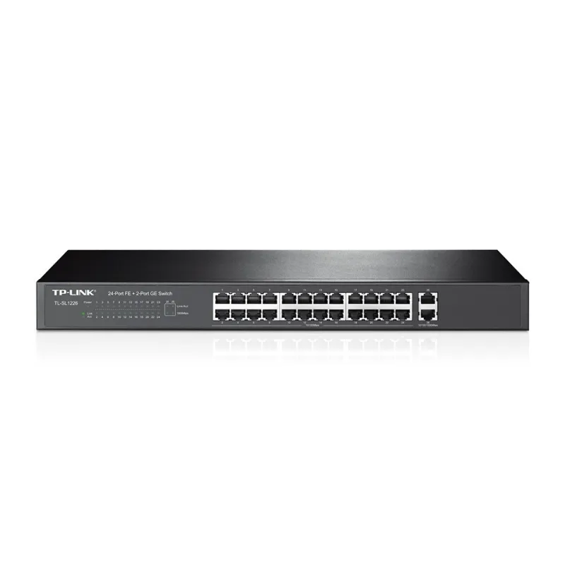 TP-LINK TL-SL1226 24-Port 10/100Mbps, 2-Port Gigabit Rackmount Switch