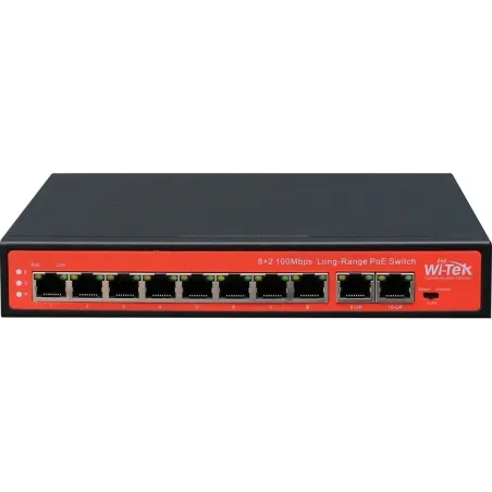 Wi-Tek WI-PS210 POE Switch 10 Port 100Mbps, POE 802.3af/at 8 Port ,Port Isolate Max 120W