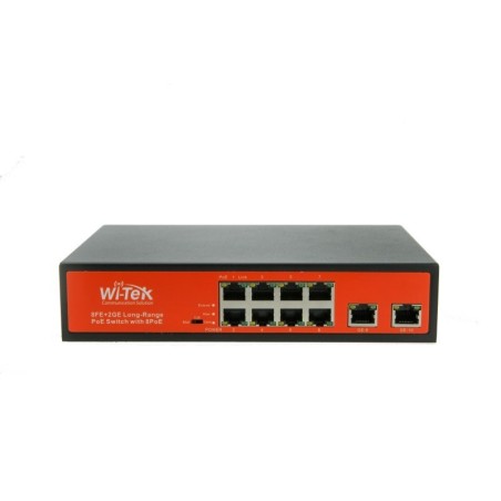 Wi-Tek WI-PS210G POE Switch 8 Port 100Mbps, 2 Port Gigabit POE 802.3af/at 8 Port Max 150W